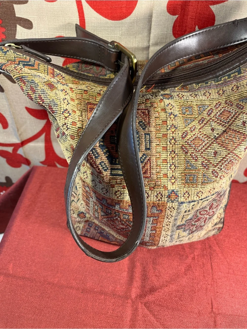Vintage Relic Tapestry Multicolor Earth Tone Shoulder Bag